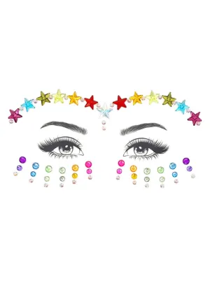 Rainbow Pride Stars and Dots Stick On Face Jewels