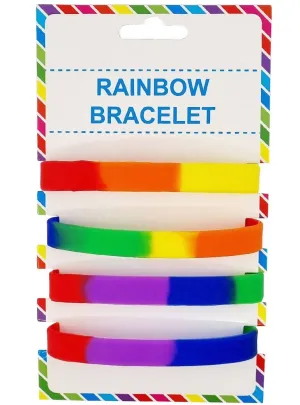 Rainbow Rubber Costume Bracelets - 4 Pack