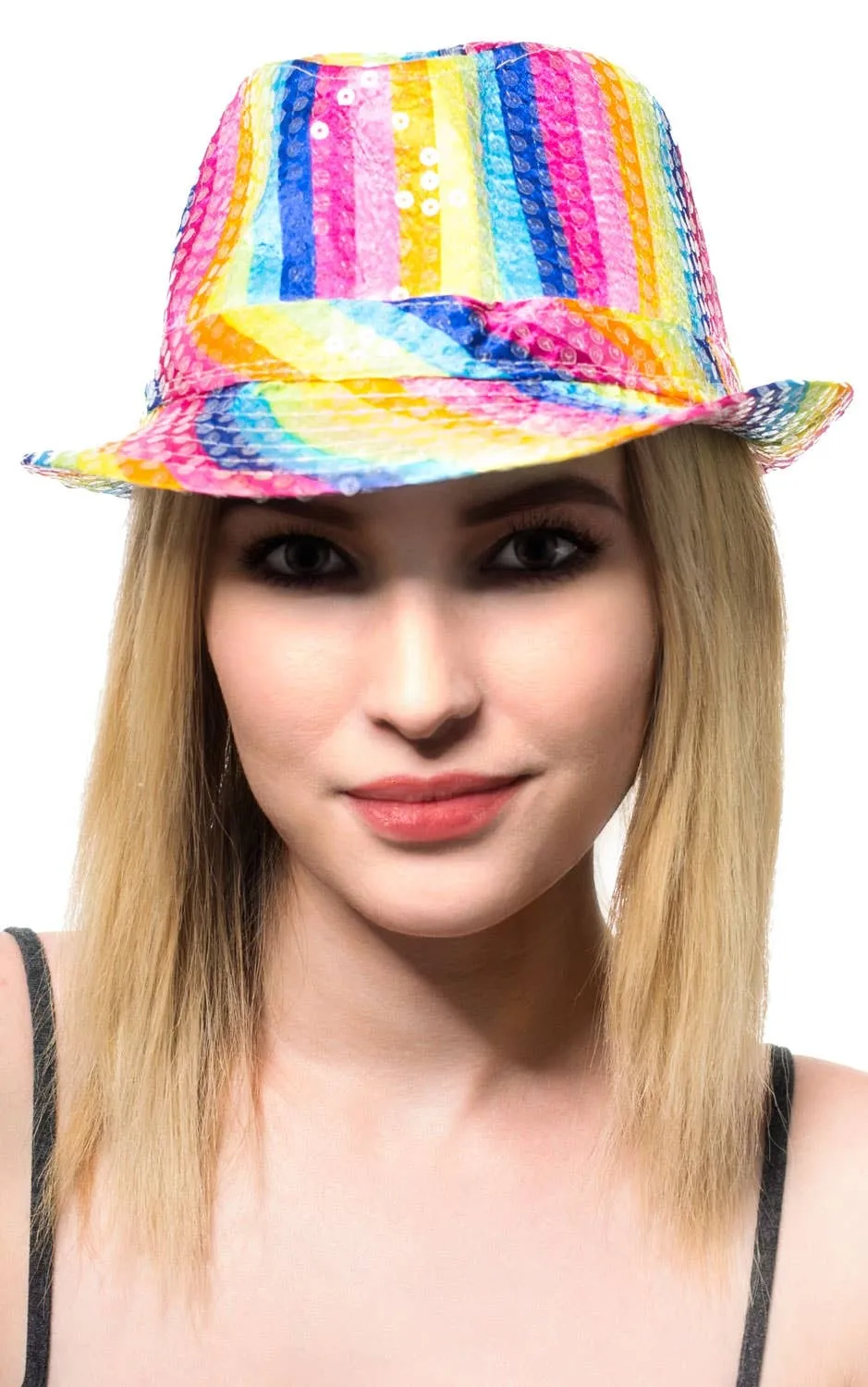 Rainbow Satin Fedora Novelty Costume Hat