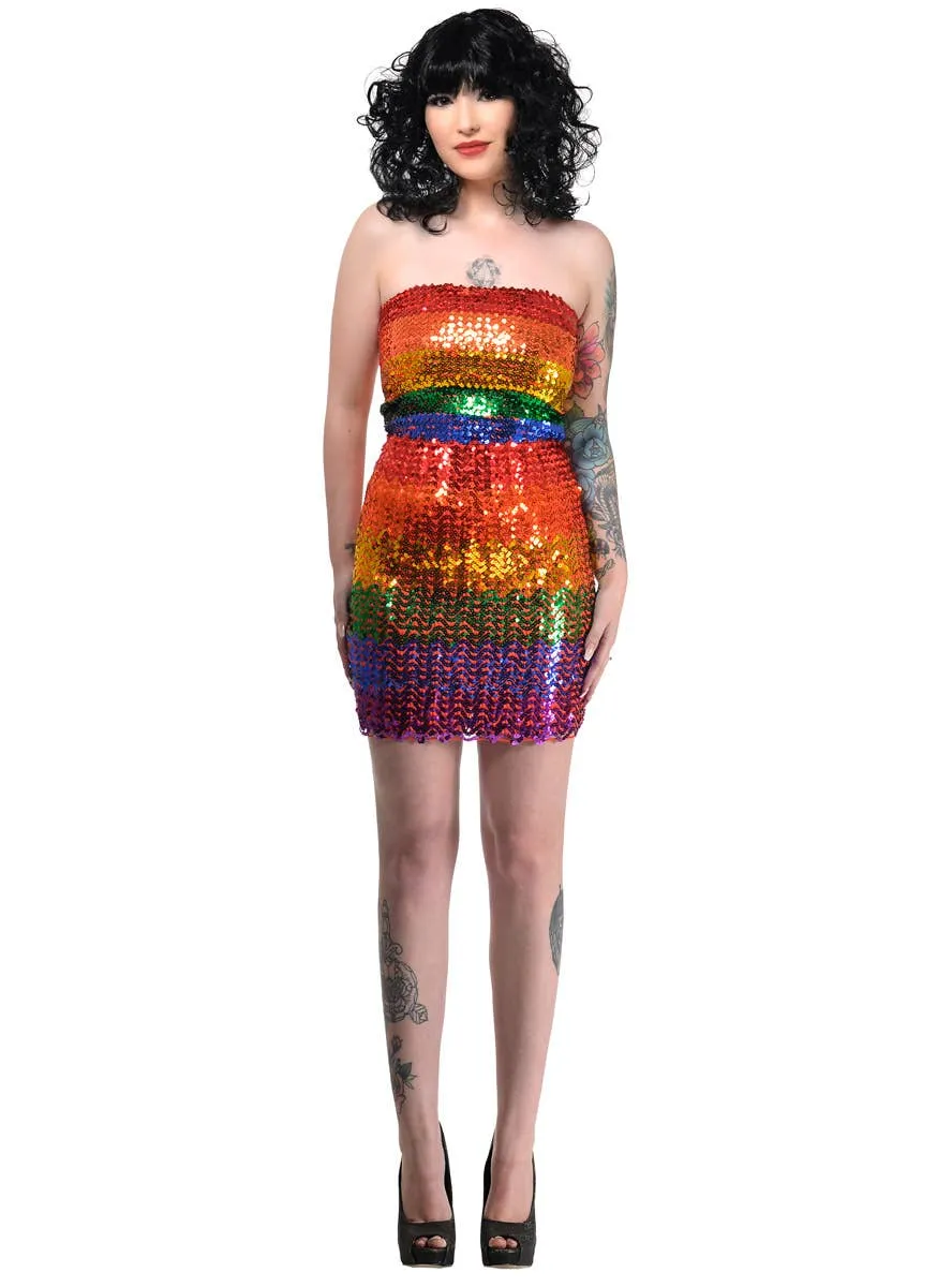 Rainbow Sequin Womens Boob Tube