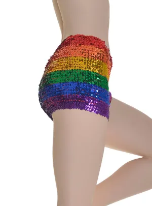 Rainbow Sequin Womens Mardi Gras Hot Pants