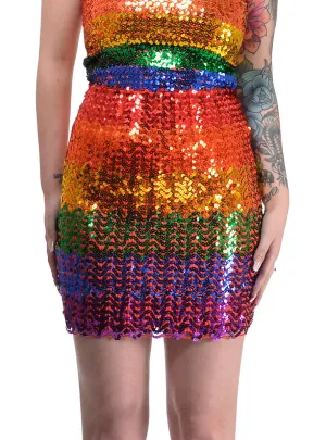 Rainbow Sequin Womens Tube Skirt