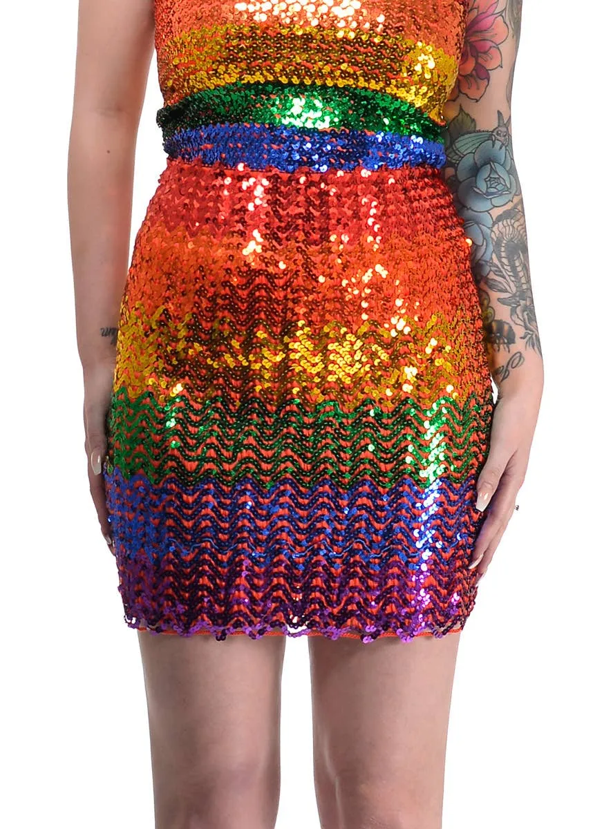 Rainbow Sequin Womens Tube Skirt