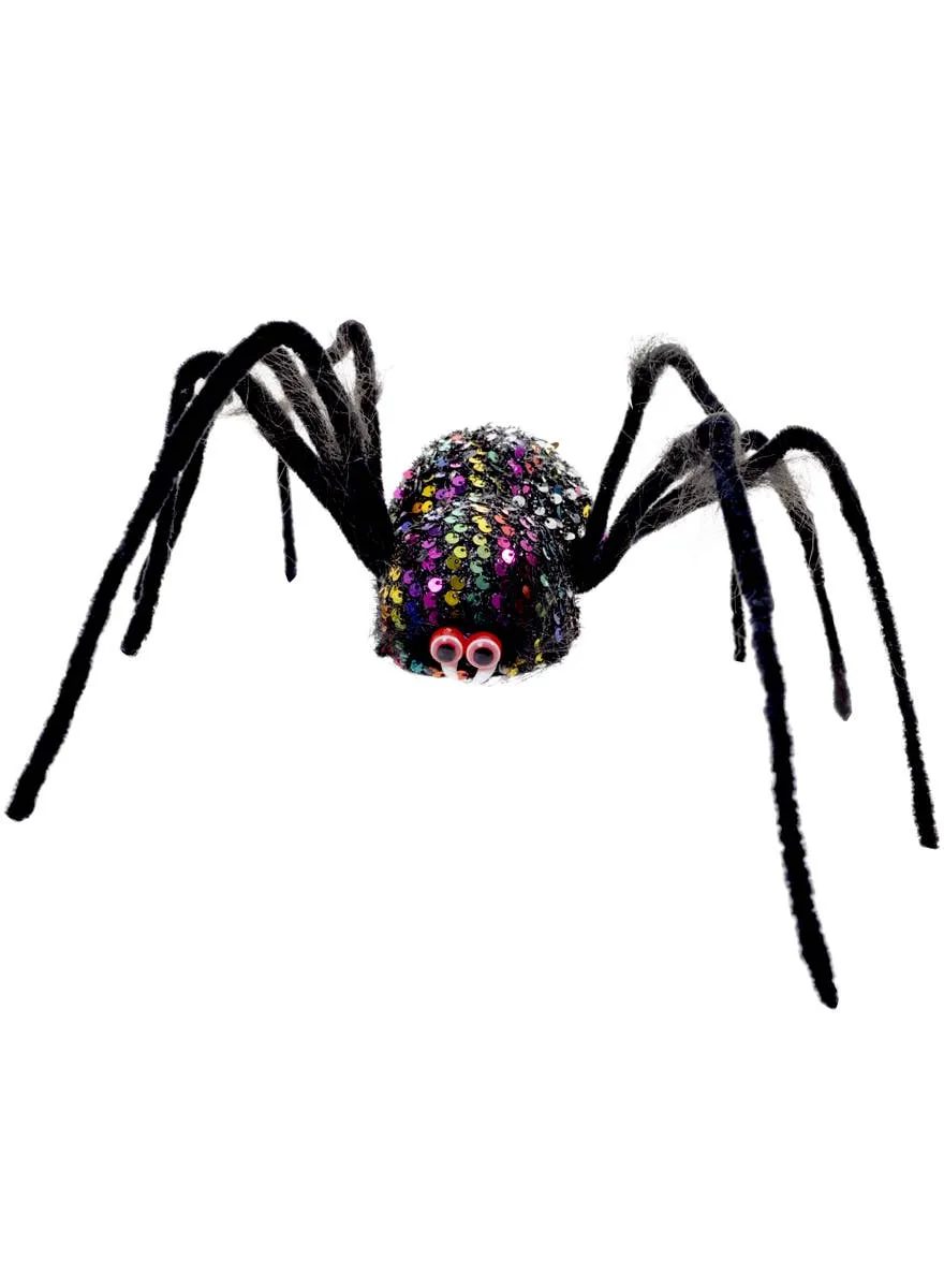 Rainbow Sequinned Cute Fake Spider Halloween Decoration