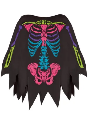 Rainbow Skeleton Bones Womens Halloween Costume Poncho