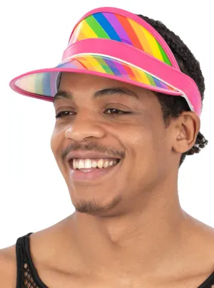 Rainbow Striped Adults 1980s Costume Visor