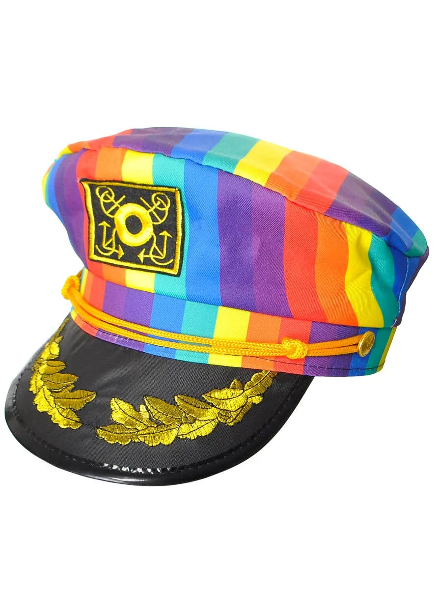 Rainbow Striped Mardi Gras Captain Costume Hat