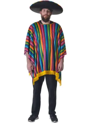 Rainbow Striped Mexican Adults Costume Poncho