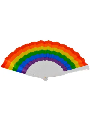 Rainbow Striped Plastic Fan Costume Accessory