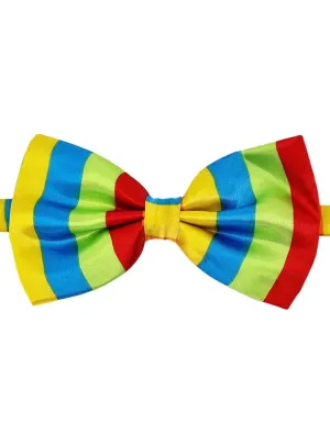 Rainbow Striped Satin Bow Tie Costume Accessory