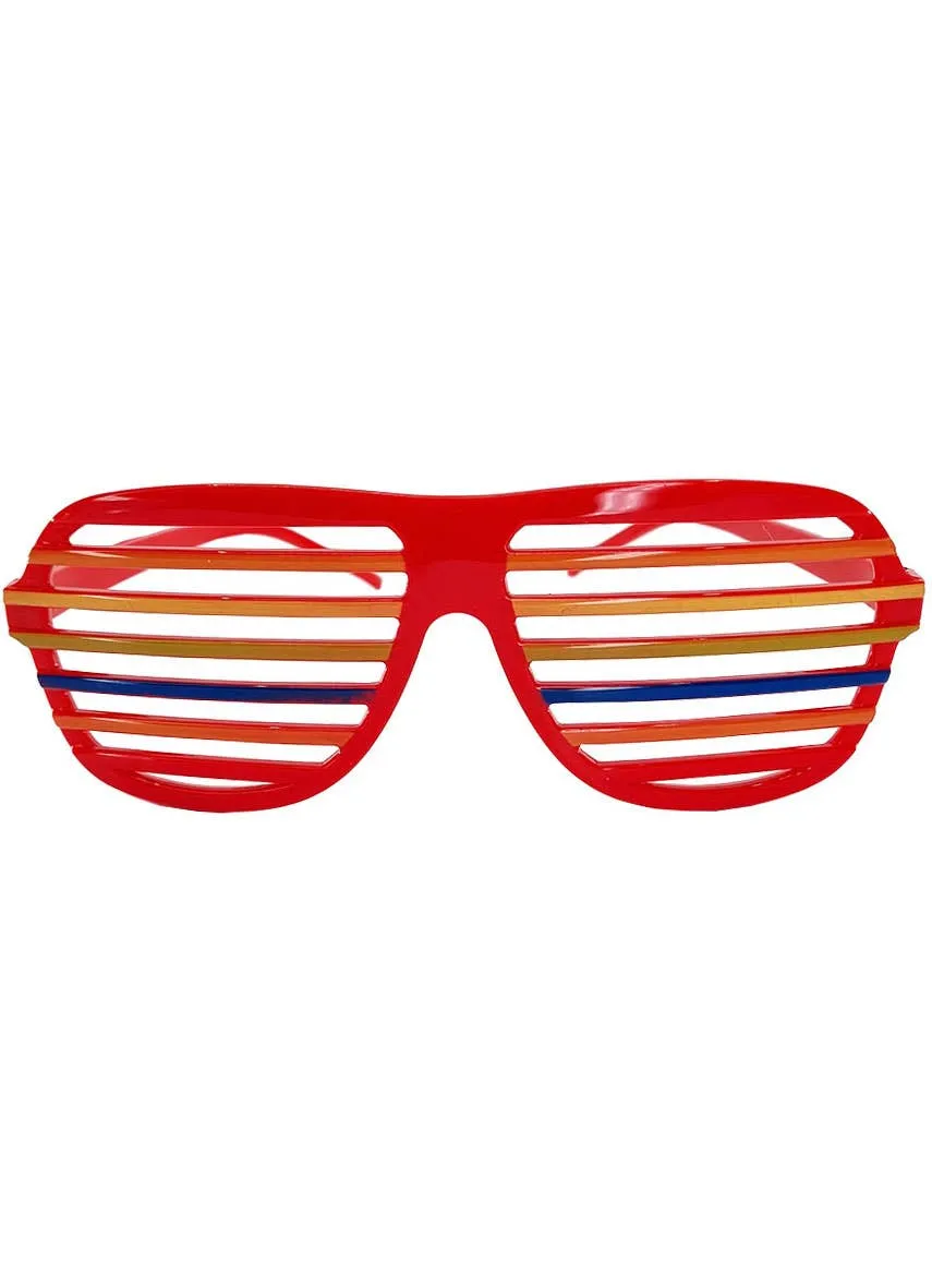 Rainbow Striped Shutter Shade Costume Glasses
