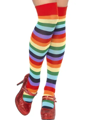 Rainbow Striped Thigh High Costume Stockings
