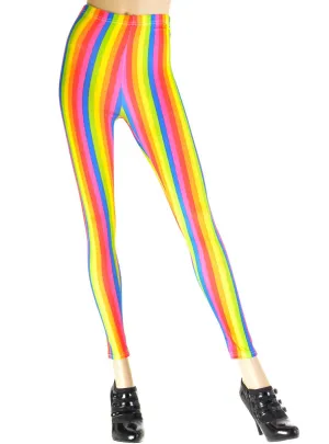 Rainbow Striped Womens Costume Leggings