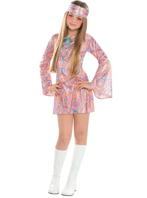 Rainbow Swirl Girls 70s Disco Diva Costume