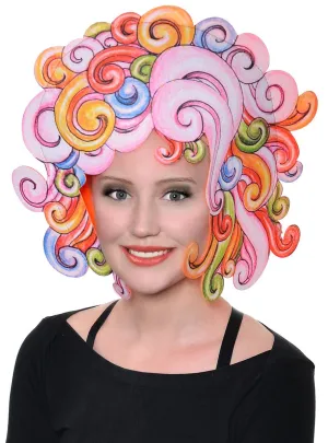 Rainbow Swirls 2D Cartoon Style Costume Wig