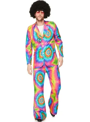 Rainbow Tie Dye Mens 70s Costume Suit