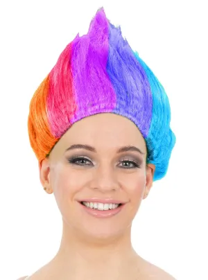 Rainbow Troll Spiked Costume Wig
