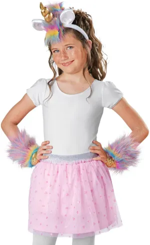 Rainbow Unicorn Horn and Wrist Cuff Accessory Set