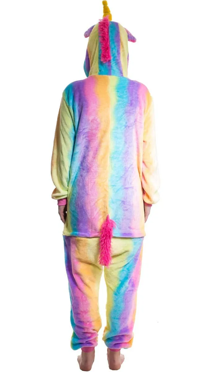 Rainbow Unicorn Womens Plush Onesie Costume