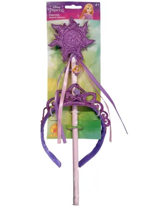Rapunzel Purple Glitter Girls Wand and Tiara Accessory Set