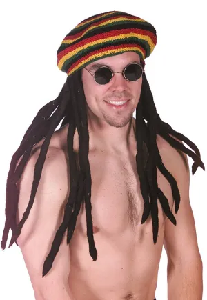 Rasta Mens Crochet Beanie Hat with Dreadlocks