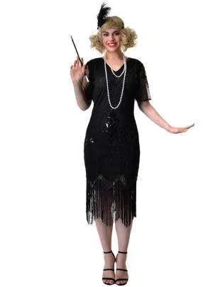 Ravishing Black Sequin 1920s Gatsby Womens Costume