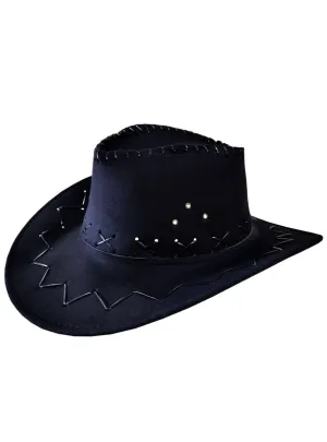 Rawhide Black Faux Suede Cowboy Costume Hat