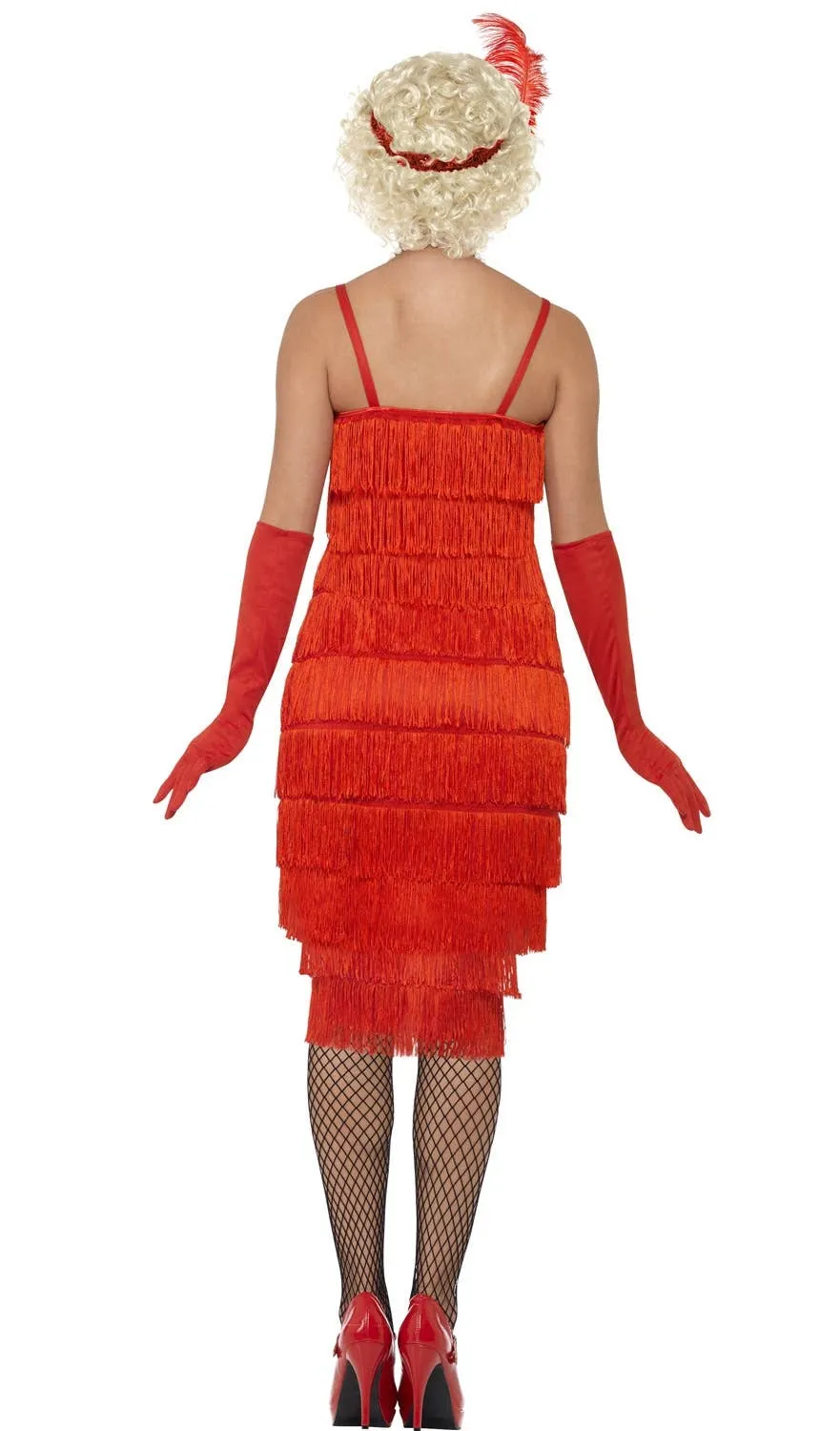 Razzle Dazzle 1920s Long Red Womens Flapper Costume