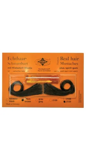Real Human Hair Black Moustache with Spirit Gum