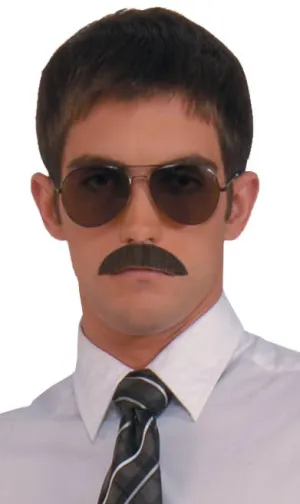 Realistic Black Human Hair 1970s Cop Moustache