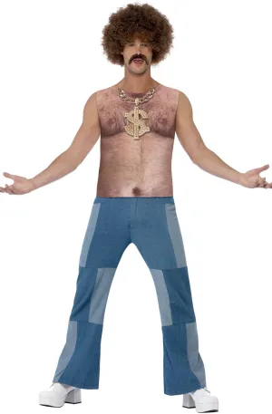 Realistic Mens Funny Hairy Chest 1970s Costume Top