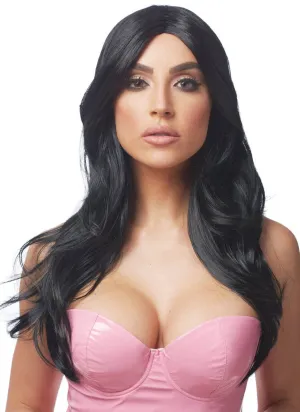 Reality Royalty Long Black Womens Costume Wig