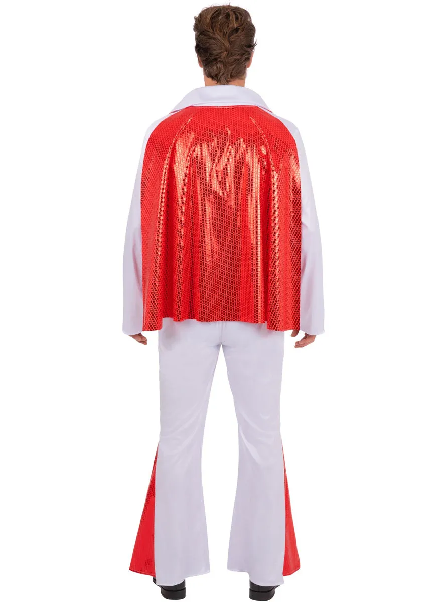 Red and White Mens Elvis Presley Costume Jumpsuit