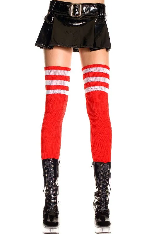 Red and White Thigh High Tights