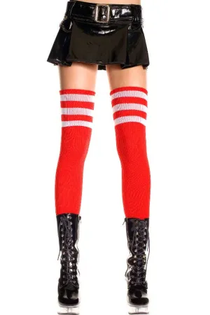 Red and White Thigh High Tights