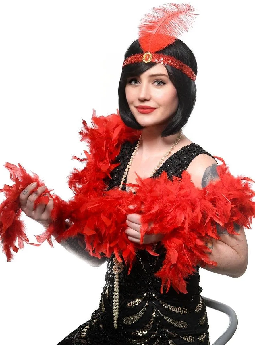 Red Feather Boa Costume Accessory
