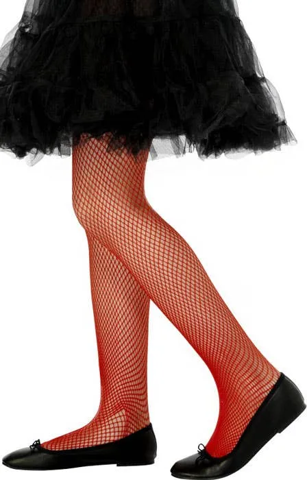 Red Fishnet Costume Stocking For Kids