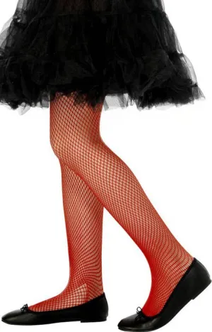 Red Fishnet Costume Stocking For Kids