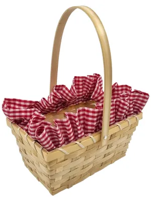 Red Riding Hood Gingham Wicker Basket Costume Accessory