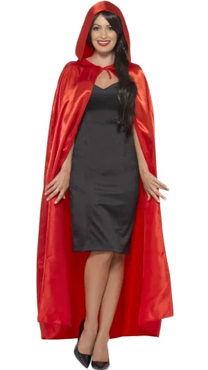 Red Riding Hood Long Red Satin Womens Costume Cape