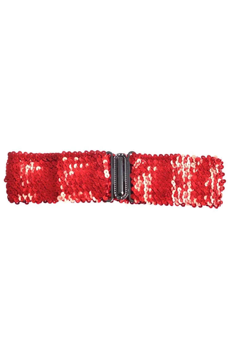 Red Sequin Stretch Belt Costume Accessory