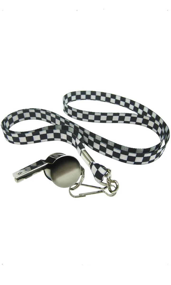 Referee Whistle on Chequered Lanyard