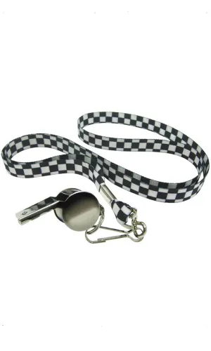 Referee Whistle on Chequered Lanyard