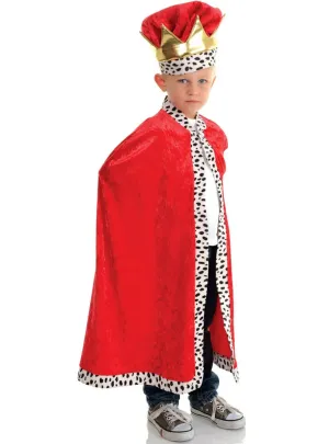 Regal Red Velvet Boys King Costume Cape