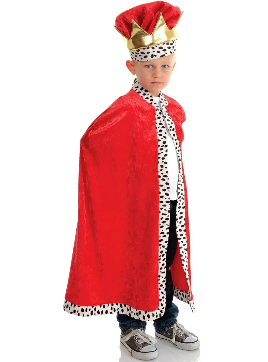 Regal Red Velvet Boys King Costume Cape