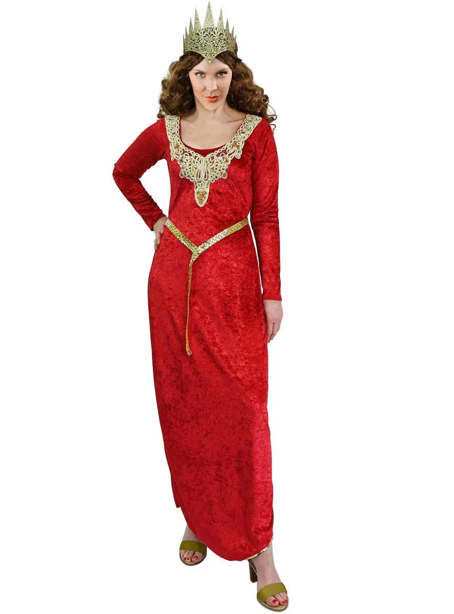 Regal Red Velvet Womens Medieval Costume