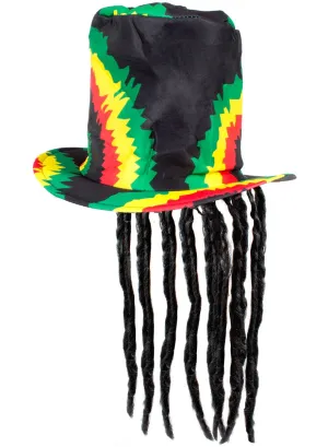 Reggae Rastafarian Top Hat with Dreadlocks