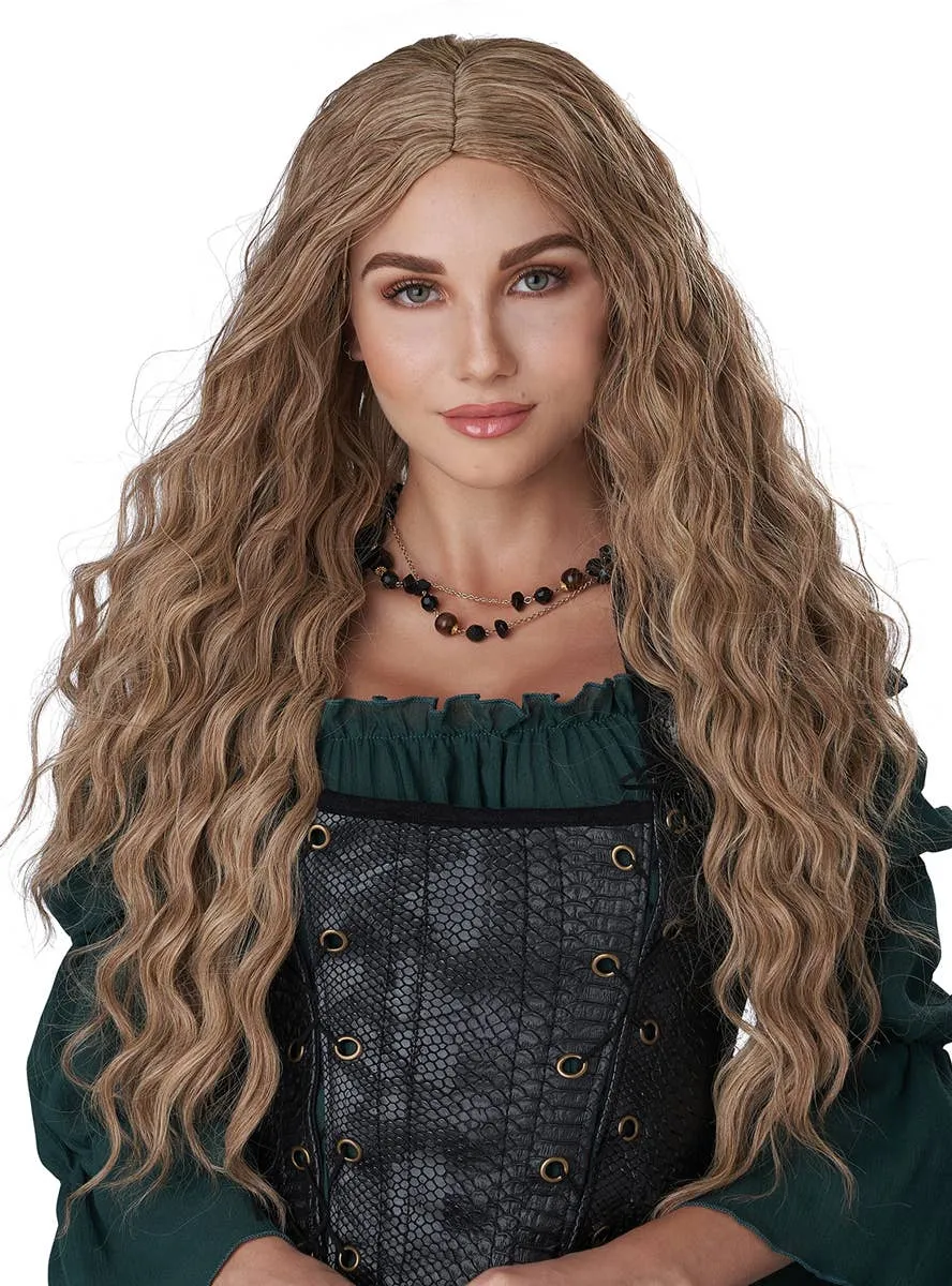Renaissance Maiden Long Wavy Blonde Womens Costume Wig