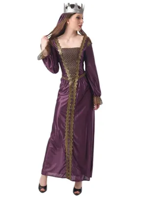 Renaissance Queen Womens Purple Dress Up Costume