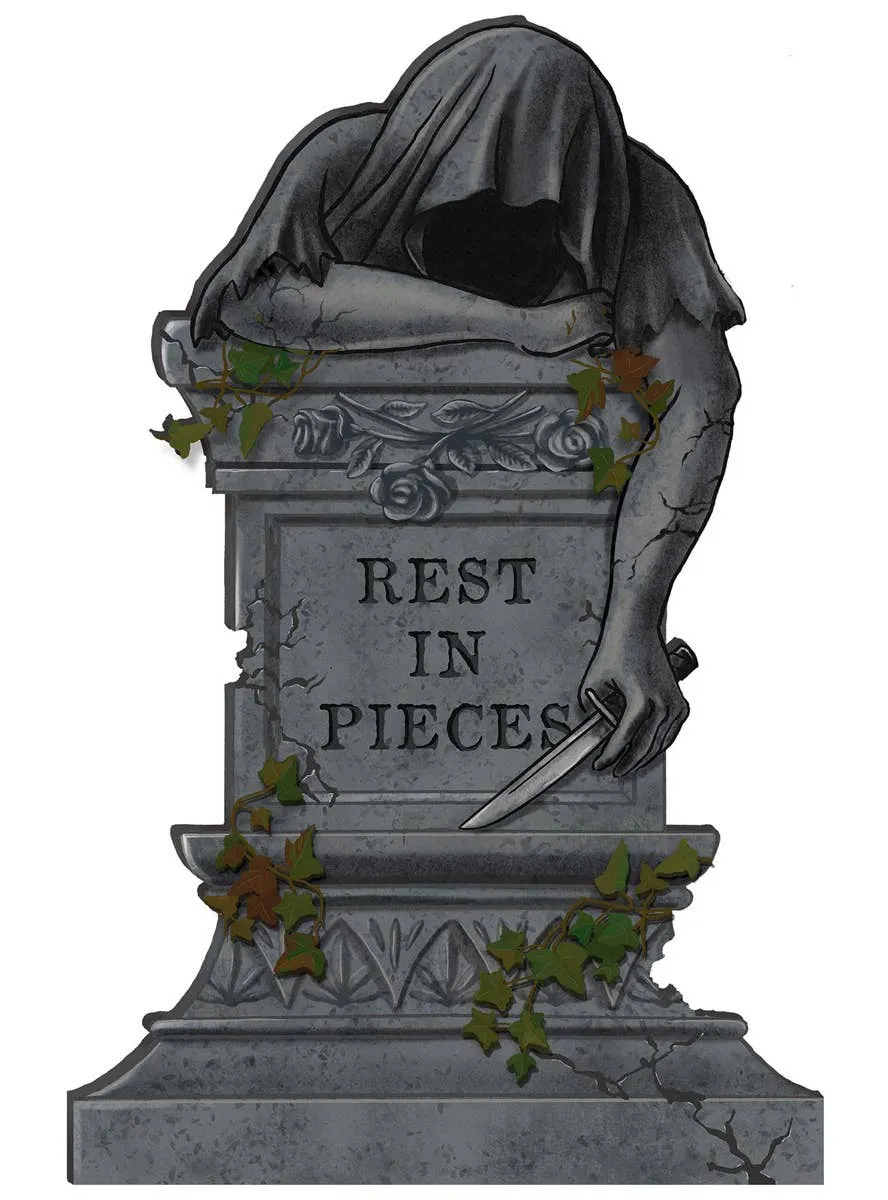 Rest In Pieces Reaper Grey Foam Tombstone Halloween Decoration